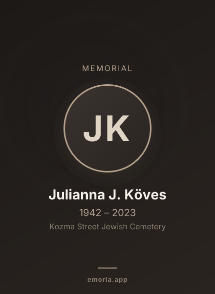 Memorial portrait of Julianna J. Köves