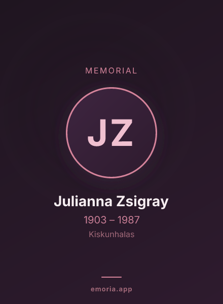 Memorial portrait of Julianna Zsigray