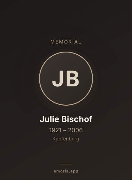 Memorial portrait of Julie Bischof