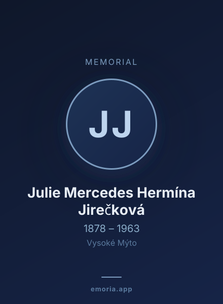Memorial portrait of Julie Mercedes Hermína Jirečková