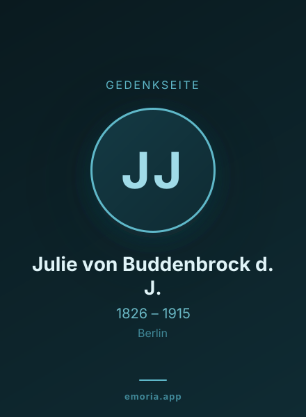 Gedenkportrait von Julie von Buddenbrock d. J.