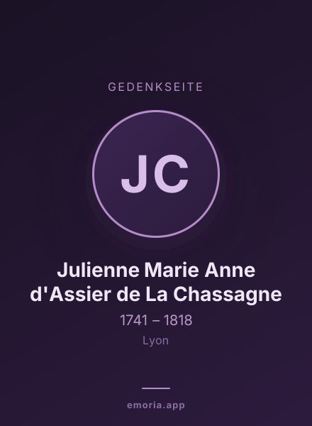 Gedenkportrait von Julienne Marie Anne d'Assier de La Chassagne