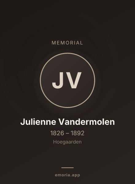 Memorial portrait of Julienne Vandermolen