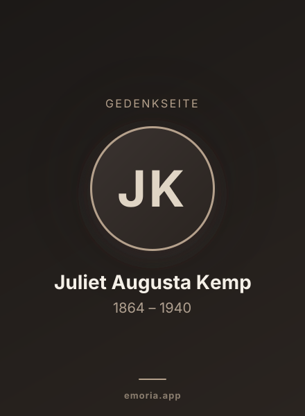 Gedenkportrait von Juliet Augusta Kemp