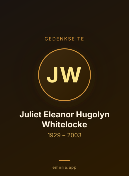 Gedenkportrait von Juliet Eleanor Hugolyn Whitelocke