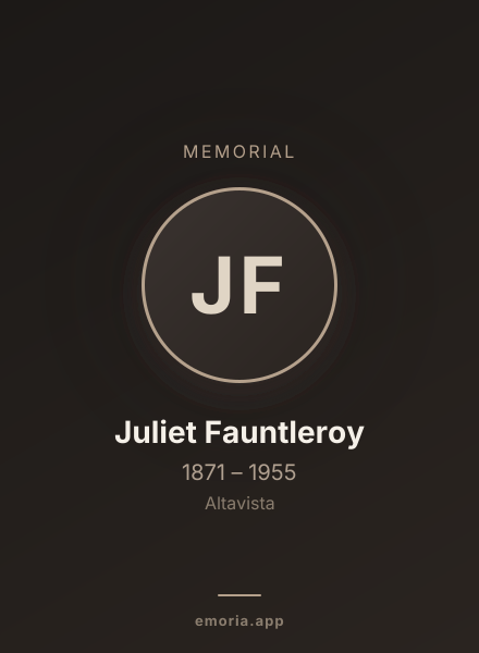Memorial portrait of Juliet Fauntleroy