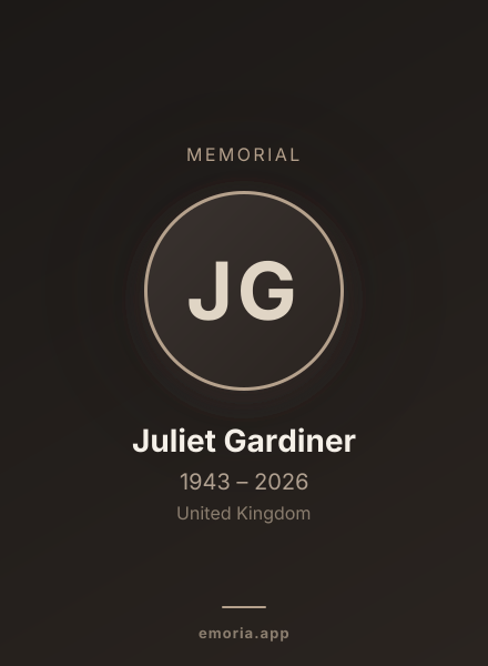 Memorial portrait of Juliet Gardiner