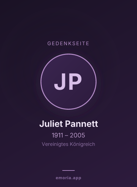 Gedenkportrait von Juliet Pannett