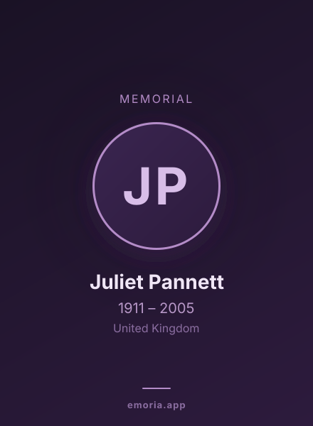 Memorial portrait of Juliet Pannett