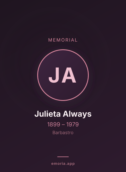 Memorial portrait of Julieta Always