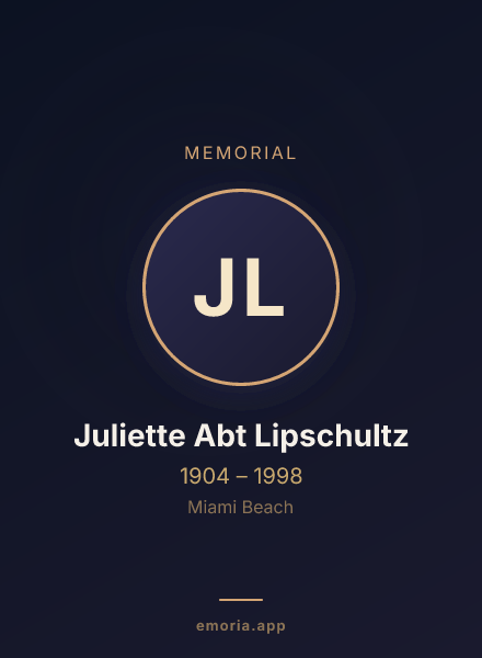 Memorial portrait of Juliette Abt Lipschultz