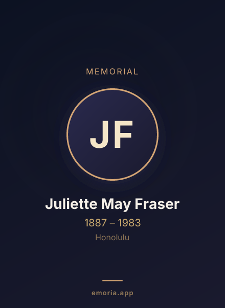 Memorial portrait of Juliette May Fraser