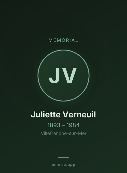 Memorial portrait of Juliette Verneuil