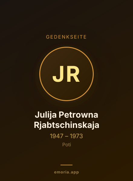 Gedenkportrait von Julija Petrowna Rjabtschinskaja
