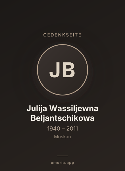 Gedenkportrait von Julija Wassiljewna Beljantschikowa
