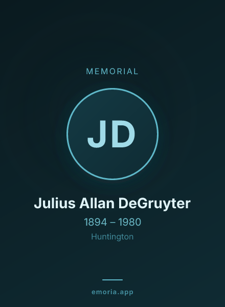 Memorial portrait of Julius Allan DeGruyter