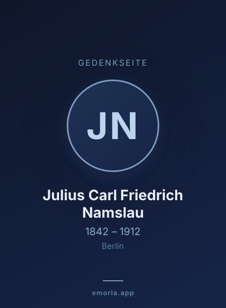 Gedenkportrait von Julius Carl Friedrich Namslau