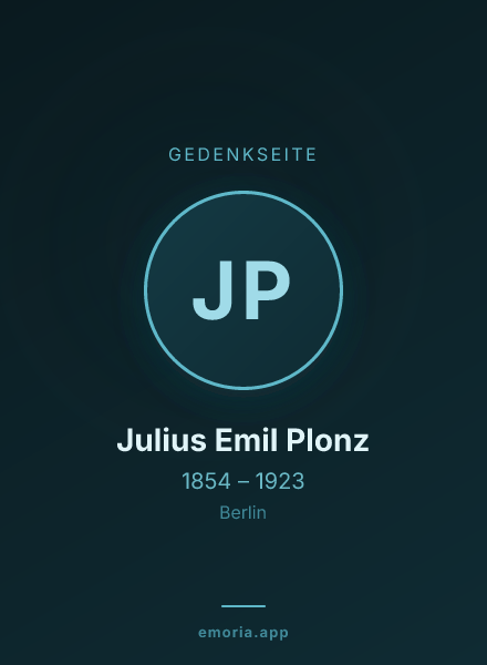 Gedenkportrait von Julius Emil Plonz