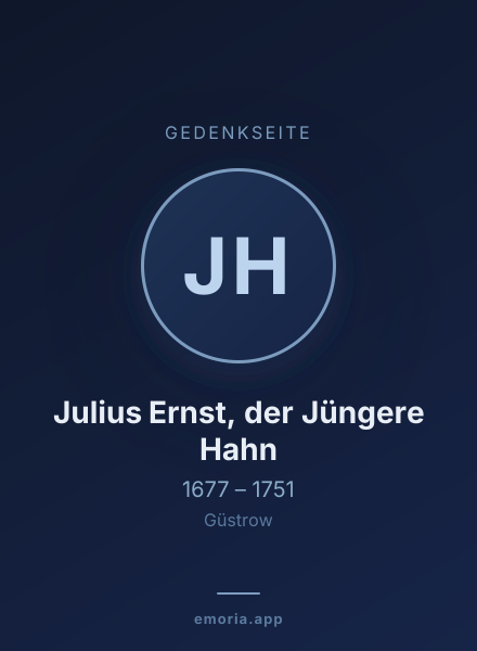 Gedenkportrait von Julius Ernst, der Jüngere Hahn
