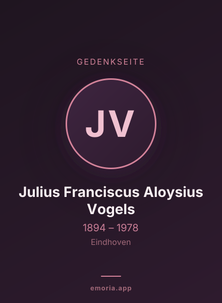 Gedenkportrait von Julius Franciscus Aloysius Vogels