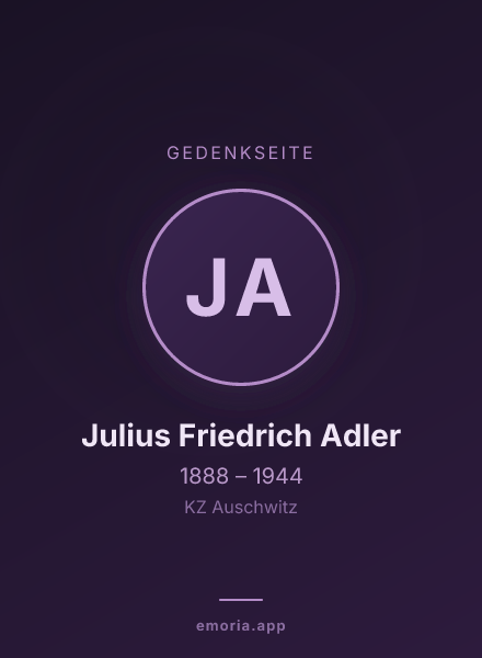 Gedenkportrait von Julius Friedrich Adler