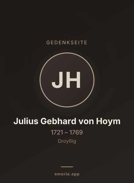 Gedenkportrait von Julius Gebhard von Hoym