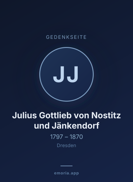 Gedenkportrait von Julius Gottlieb von Nostitz und Jänkendorf