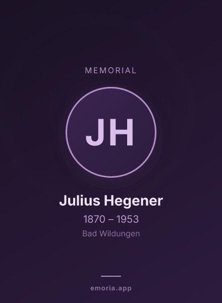 Memorial portrait of Julius Hegener