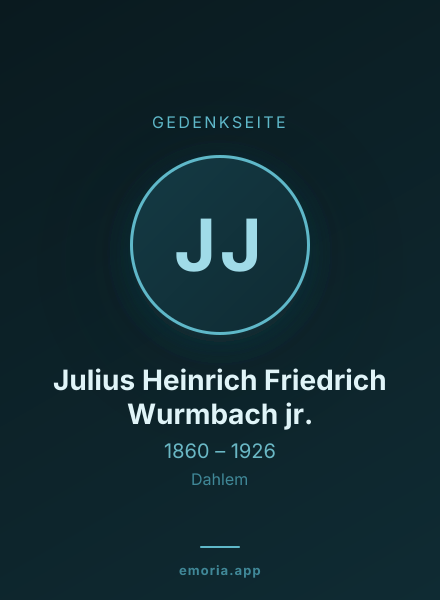 Gedenkportrait von Julius Heinrich Friedrich Wurmbach jr.