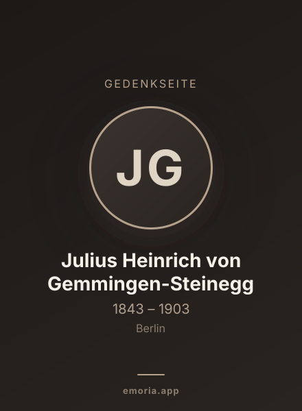Gedenkportrait von Julius Heinrich von Gemmingen-Steinegg