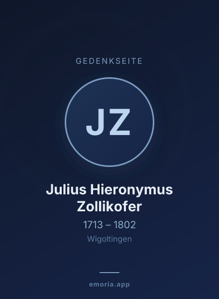 Gedenkportrait von Julius Hieronymus Zollikofer