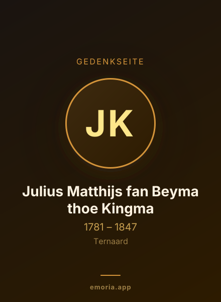 Gedenkportrait von Julius Matthijs fan Beyma thoe Kingma