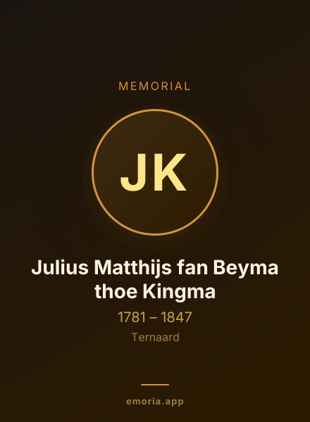 Memorial portrait of Julius Matthijs fan Beyma thoe Kingma