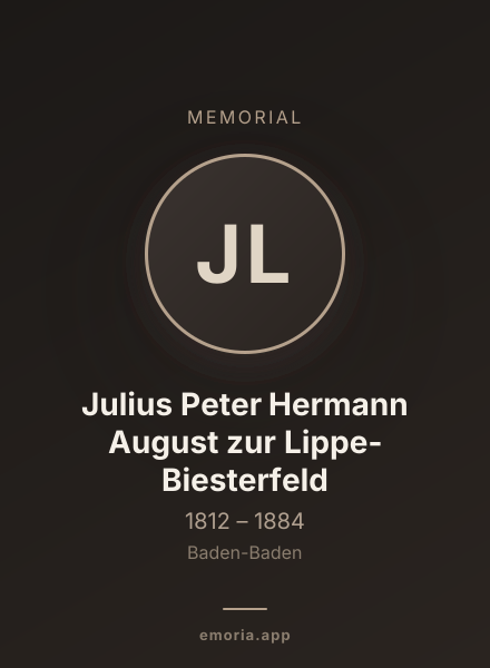 Memorial portrait of Julius Peter Hermann August zur Lippe-Biesterfeld