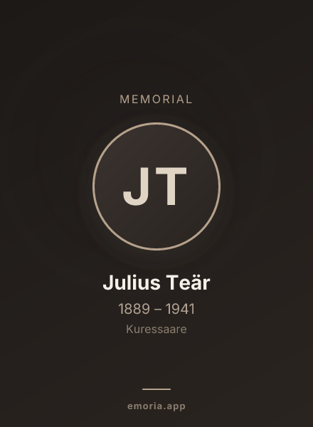 Memorial portrait of Julius Teär