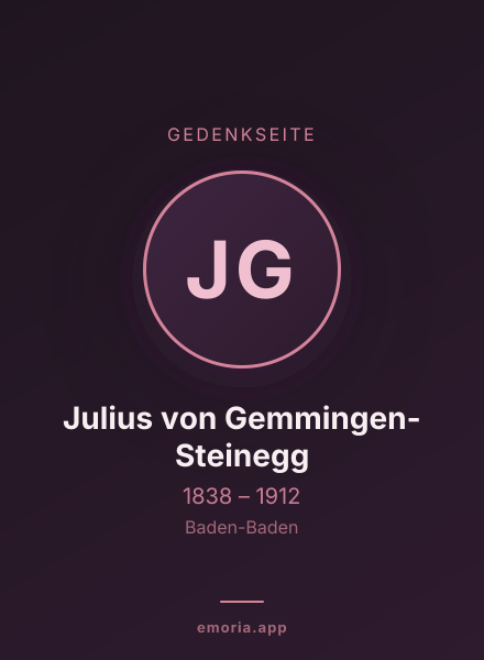 Gedenkportrait von Julius von Gemmingen-Steinegg