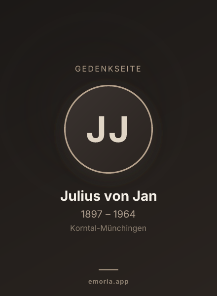 Gedenkportrait von Julius von Jan