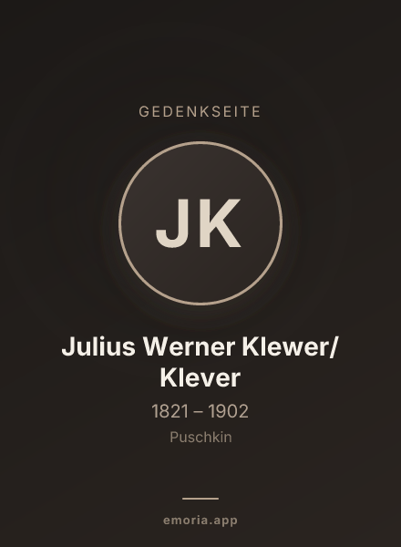 Gedenkportrait von Julius Werner Klewer/Klever