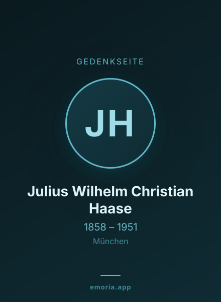 Gedenkportrait von Julius Wilhelm Christian Haase