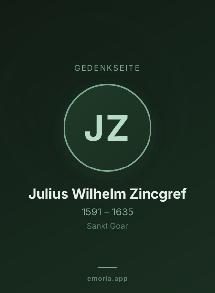 Gedenkportrait von Julius Wilhelm Zincgref