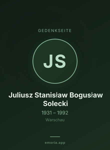 Gedenkportrait von Juliusz Stanisław Bogusław Solecki