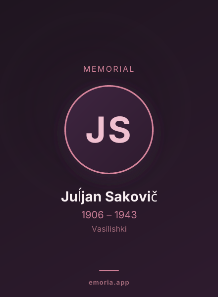 Memorial portrait of Juĺjan Sakovič
