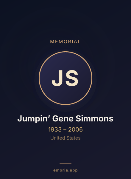 Memorial portrait of Jumpin’ Gene Simmons