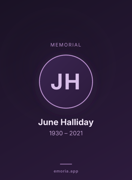 Memorial portrait of June Halliday