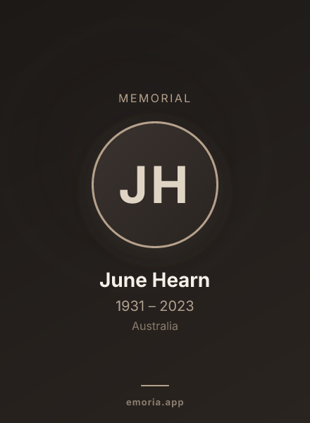 Memorial portrait of June Hearn