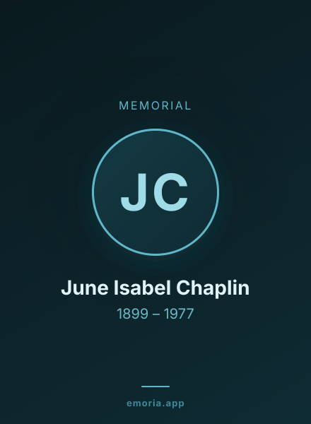 Memorial portrait of June Isabel Chaplin