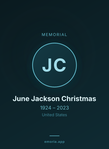 Memorial portrait of June Jackson Christmas