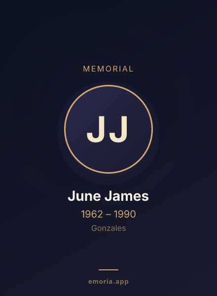 Memorial portrait of June James
