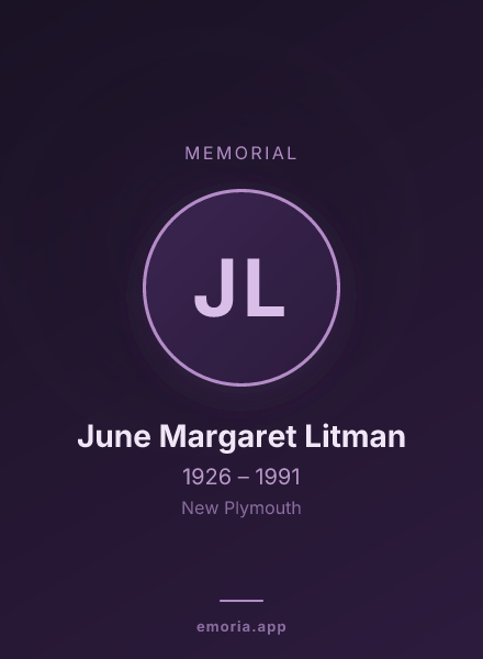 Memorial portrait of June Margaret Litman