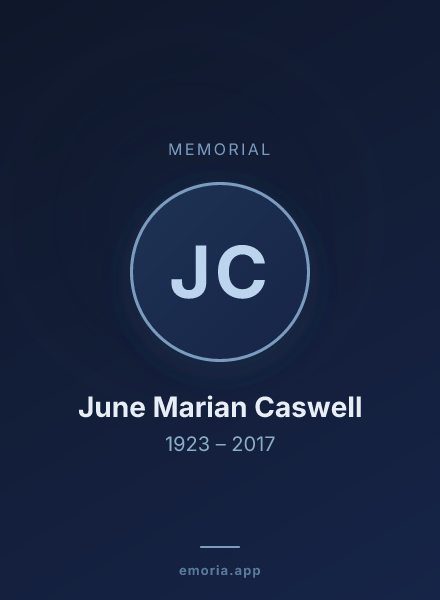 Memorial portrait of June Marian Caswell